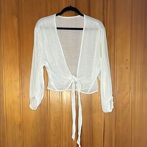 Elegant White Tie-Front Blouse